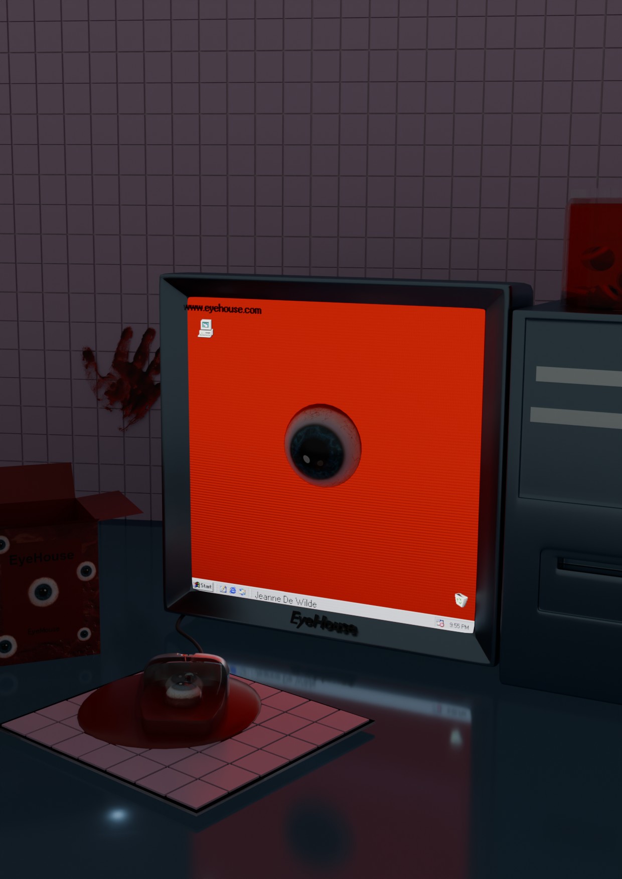 Eyemouse main mockup in dark lighting